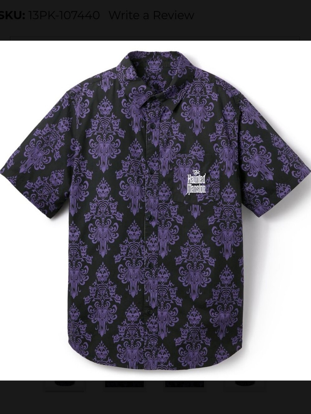 NWT Disney Haunted Mansion Button Up